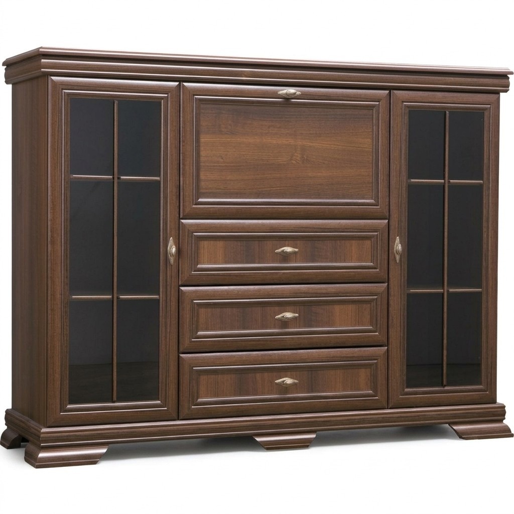 Living Room Cabinet 158cm XXL Low Boards Sideboard Wood Chests of Drawers