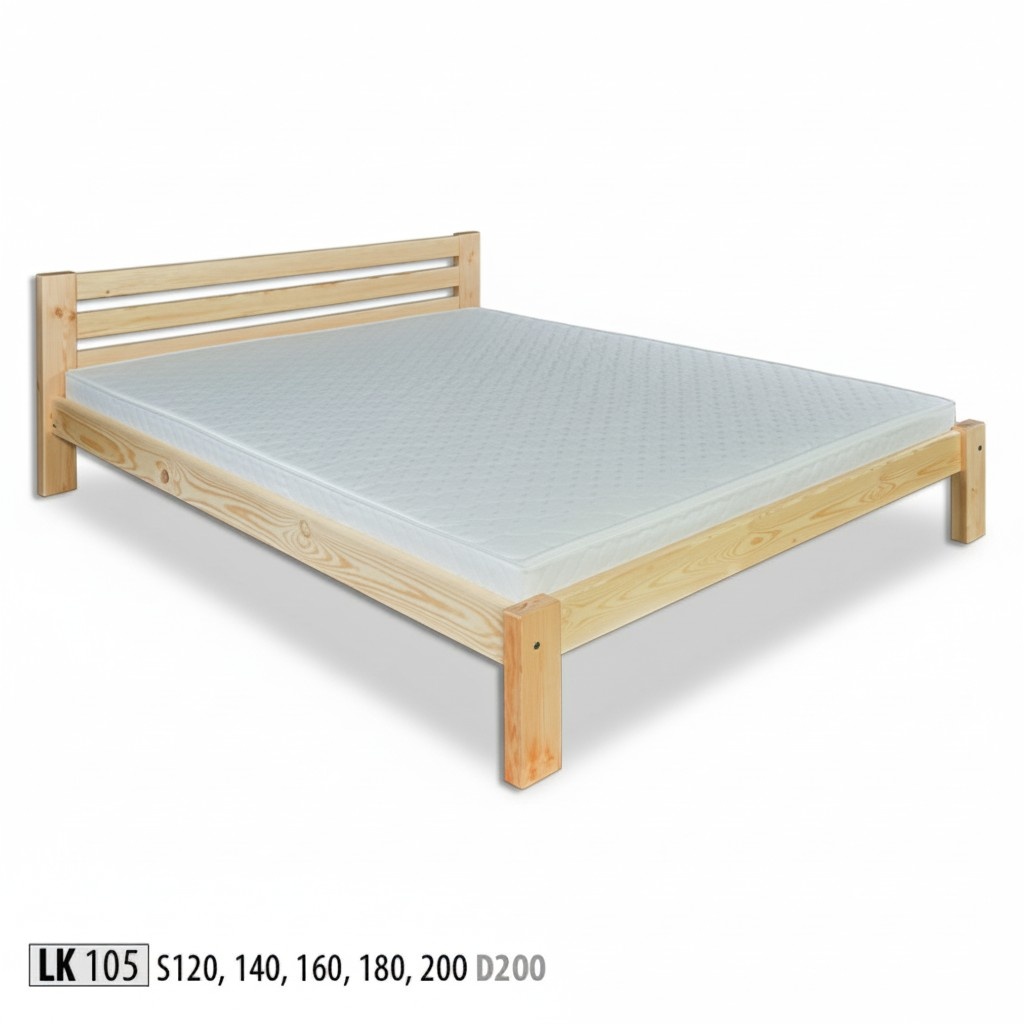Wooden bed slatted frame double bed solid wood furniture handmade 200*200 cm