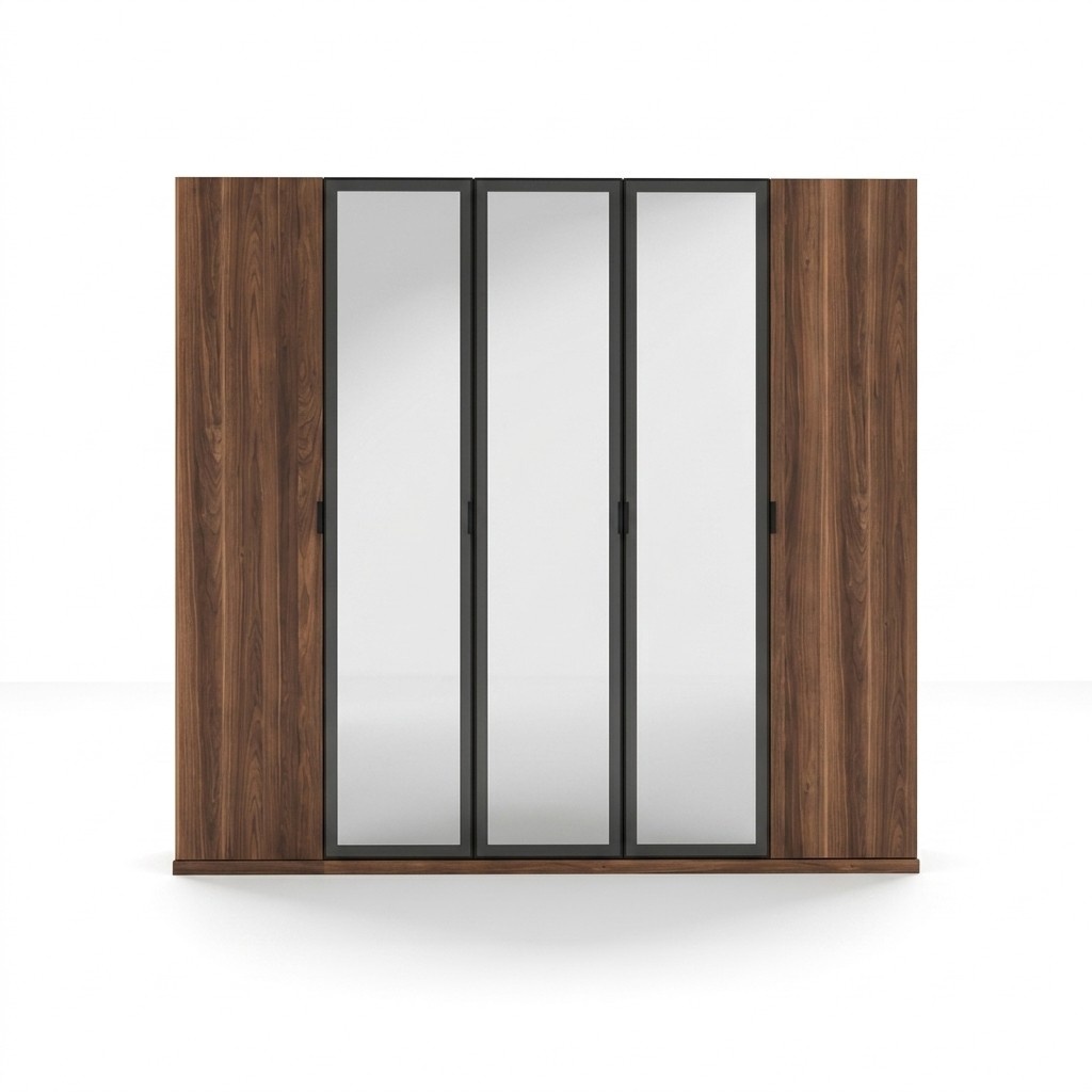 Wooden Brown Wardrobe Bedroom Modern Design Furniture Cabinet