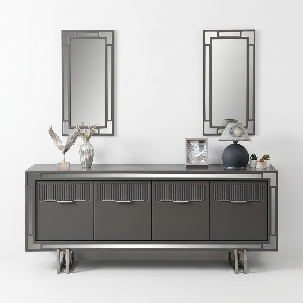 Wooden Sideboard Sideboard Grey Cabinet Chest of drawers Wood Dining room