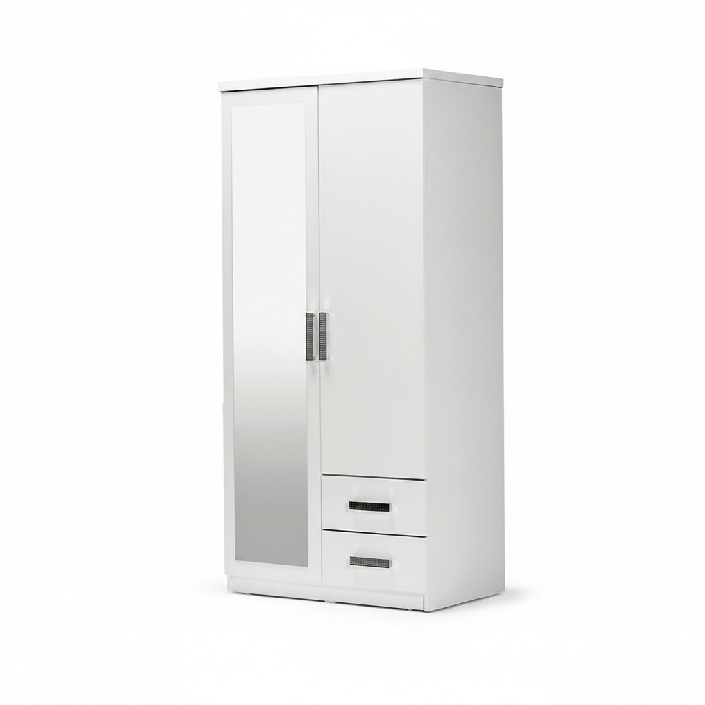 Wooden cabinet wardrobe modular cabinet mirror wood white bedroom