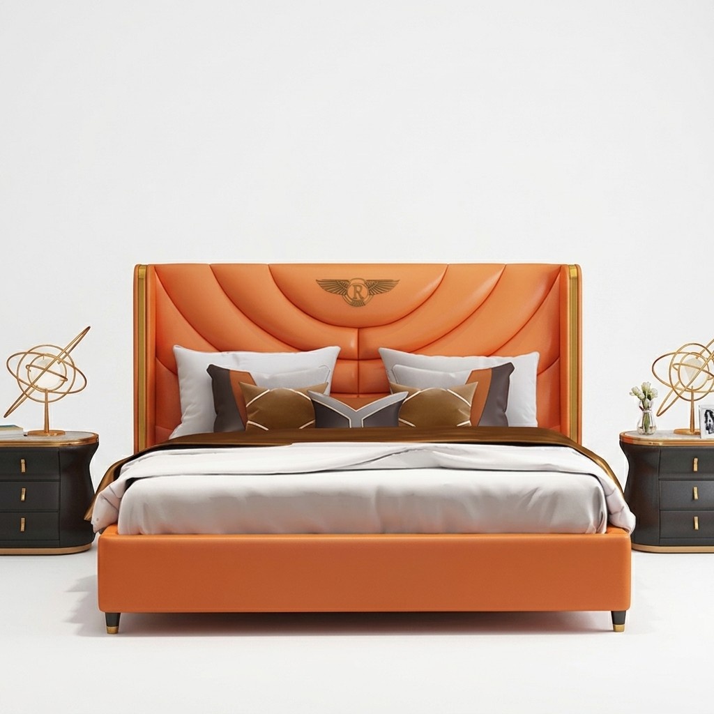 Wood Design Bed Double Luxury Marriage Modern Hotel Frame Sleep Room Beds !
