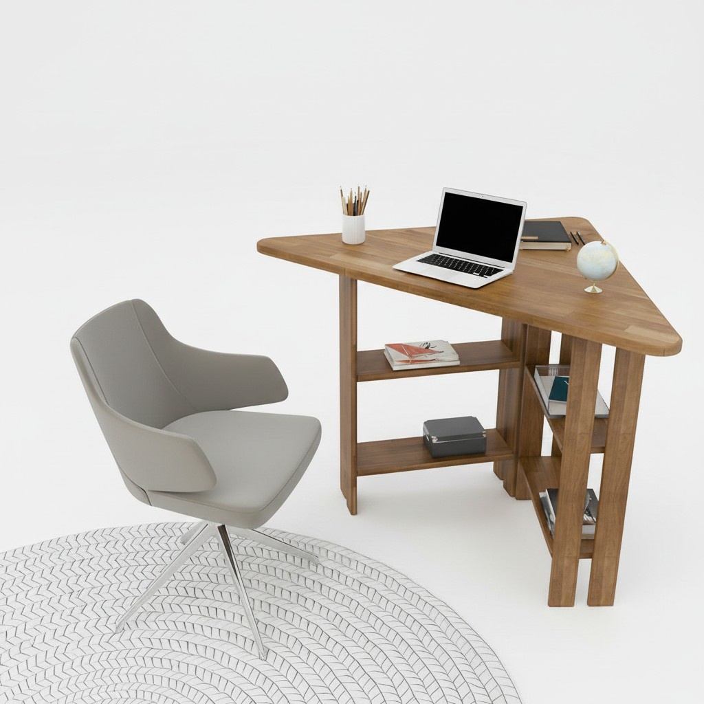 Brown corner desk Designer study tables Elegant laptop table