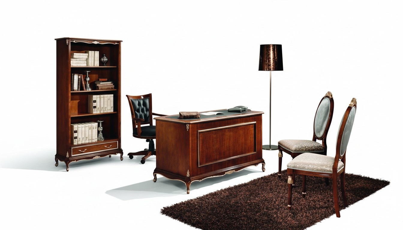 Luxury wooden furniture Classic baroque style bookcase with 1 drawer and shelves