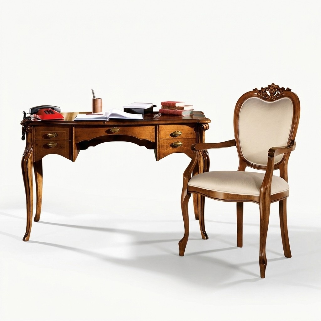 Wood Furniture Luxury Italian Classic Desk Office Furniture Design Style Baroque New