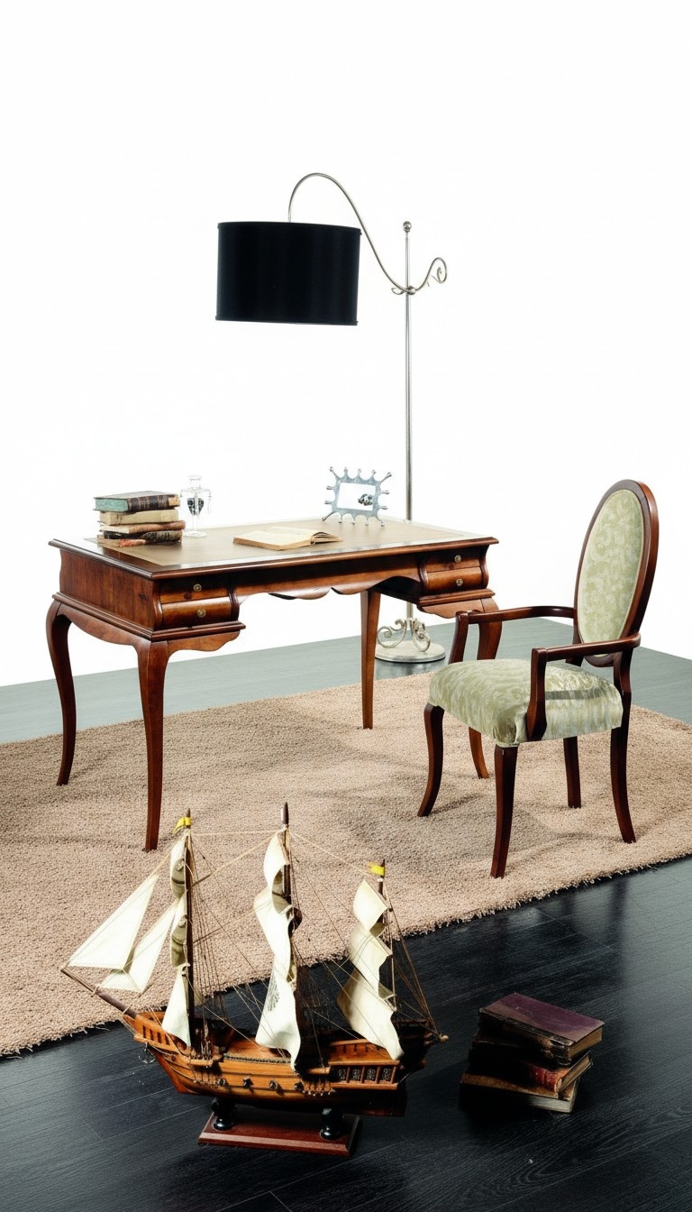 Wood Furniture Luxury Italian Classic Desk Office Furniture Style Baroque New