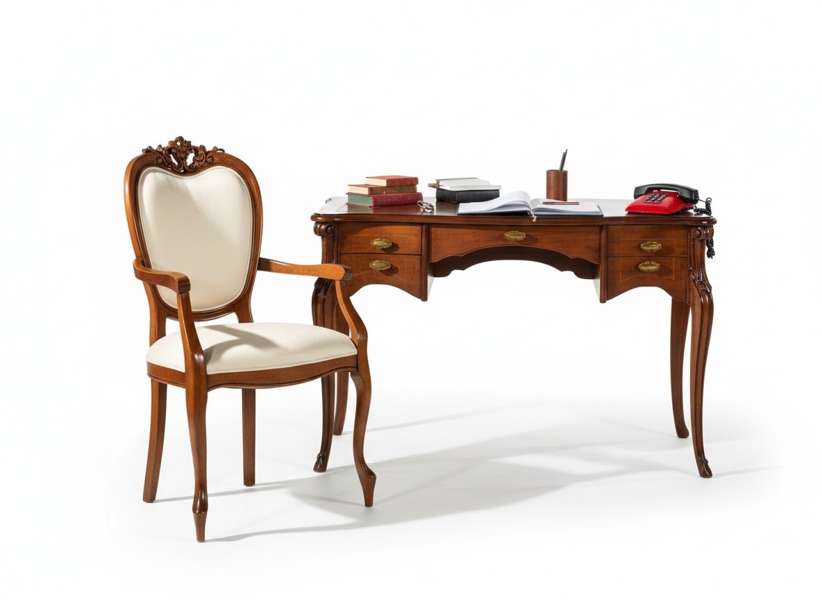 Wooden furniture luxury office 2-piece set desk armchair Italian luxury furniture baroque new