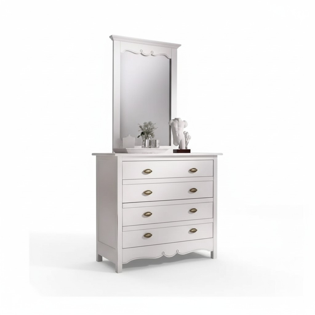 Wood Italian Furniture 2pc Set Furniture Style Luxury Chest of Drawers with Mirror
