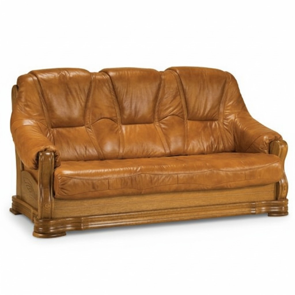 Wood Sofa 3 Seater Upholstery Designer Couches Set SL Sofa Three Seater Leather