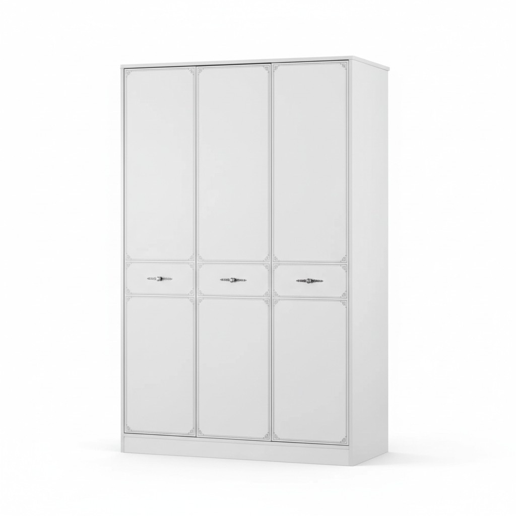 Wooden wardrobe luxury wardrobe cabinet furniture wood white three door design