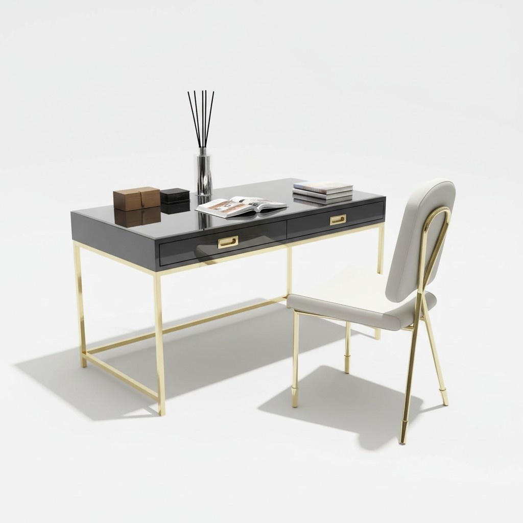 Working writing office table luxury class stainless steel designer furniture gloss tables