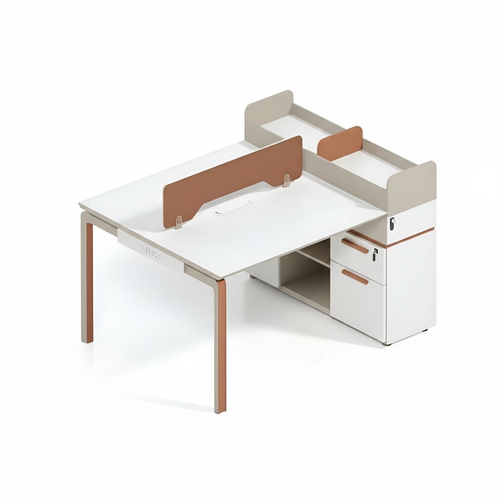 Designer desk for 2 people, elegant wooden office tables.