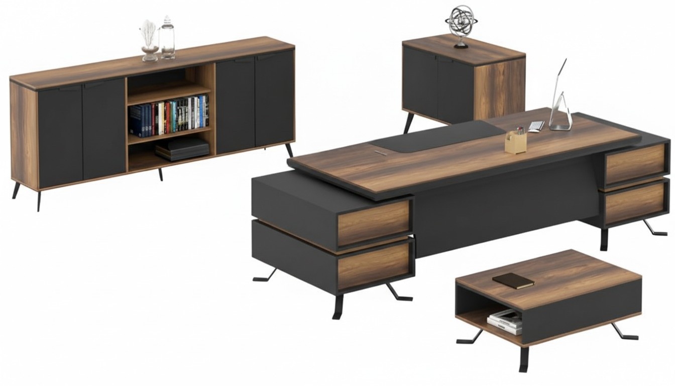 Work table desk sideboard office furniture desk 4-piece set muebles.