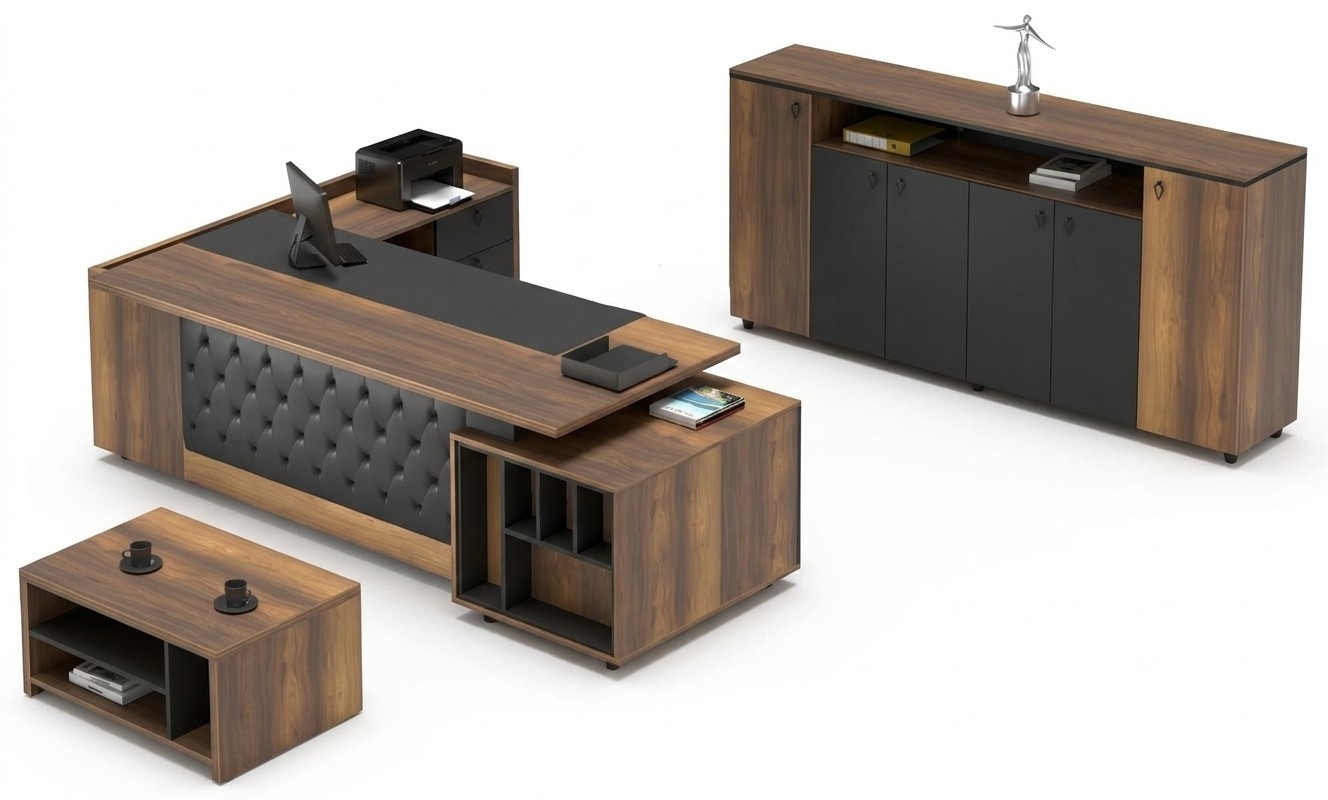 Work table, table, sideboard, office furniture, desk, 3-piece set, furniture.