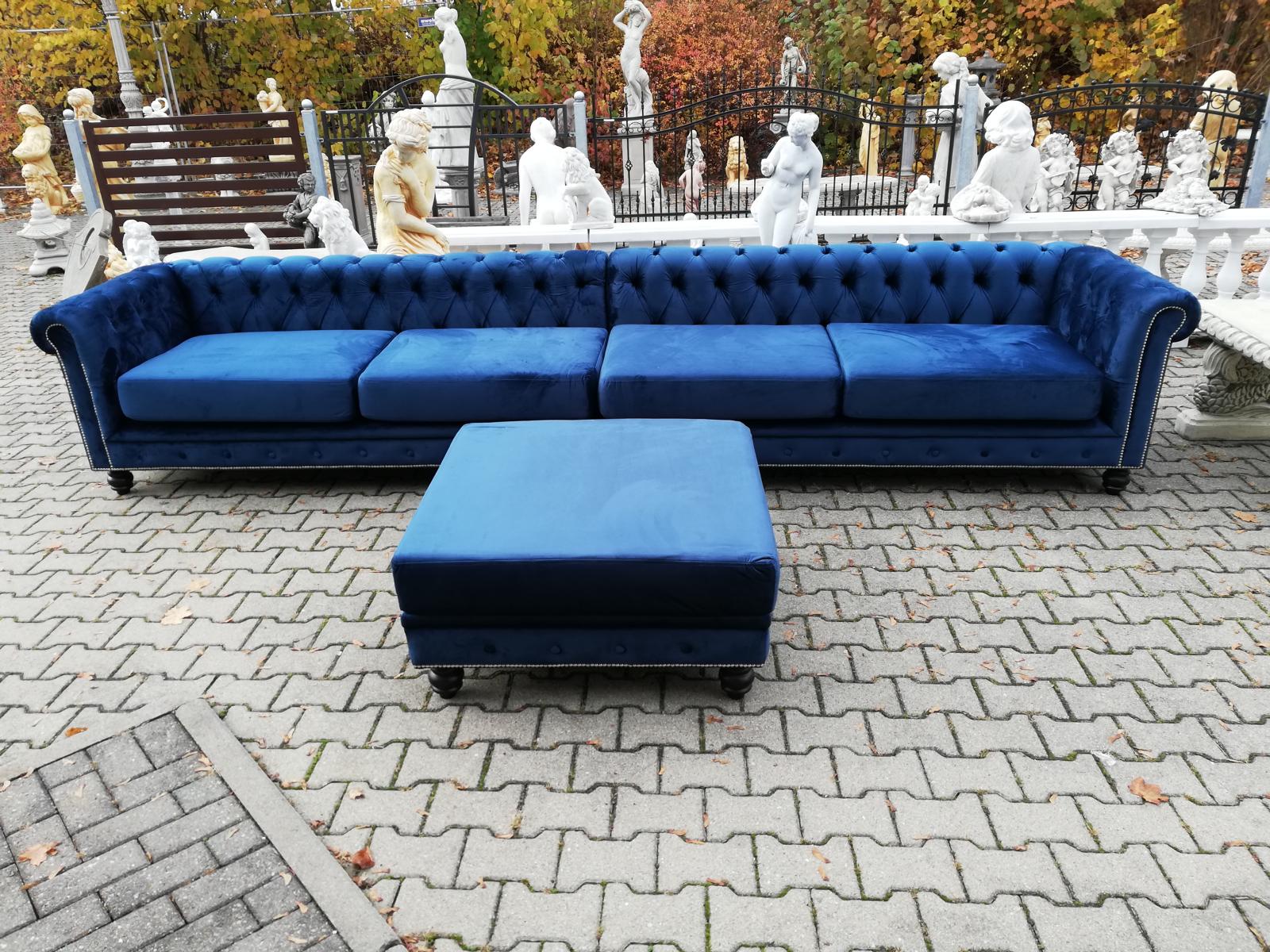 Buy Chesterfield Sofa Set XXL 5 Seater Couch Stool New Blue