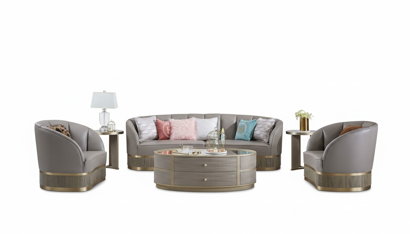 XXL Big Sofa Couch Upholstery Set 4+1 Seater ClassicTextile Sofas Couches