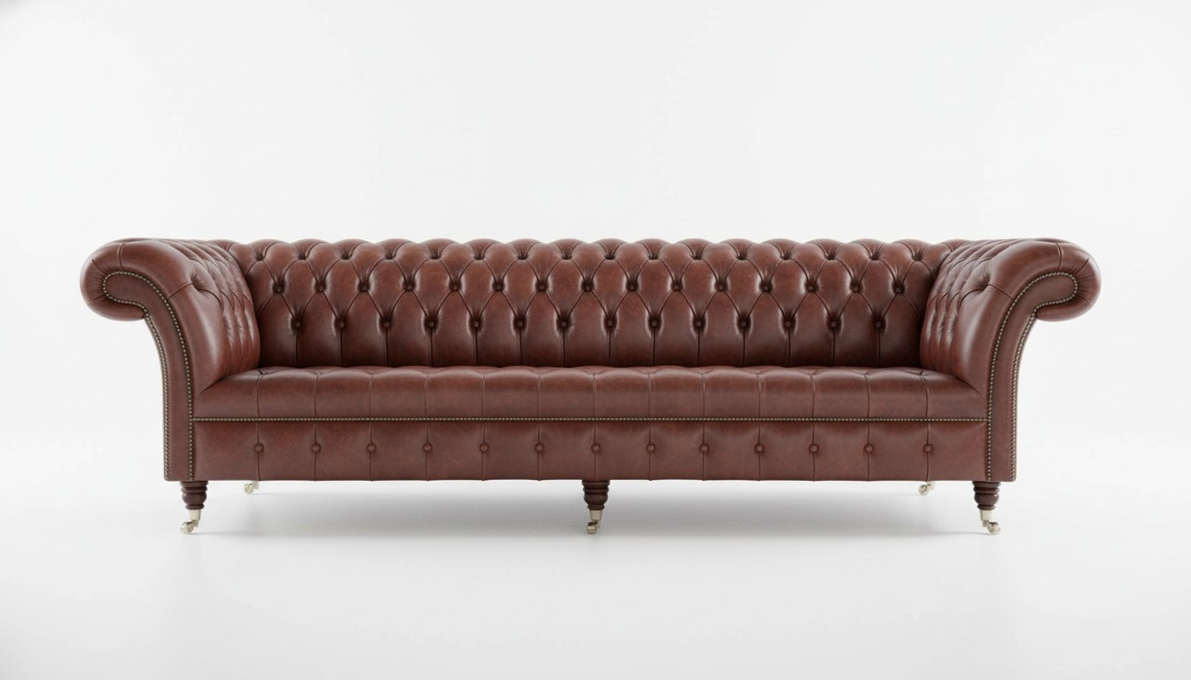 Chesterfield XXL Sofa 4-Seater on Casters Faux Leather Brown Red Couch New