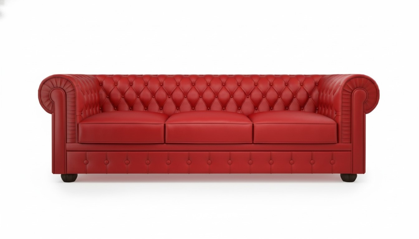 XXL sofa 3 seater couch Chesterfield upholstery seat set leather red textile
