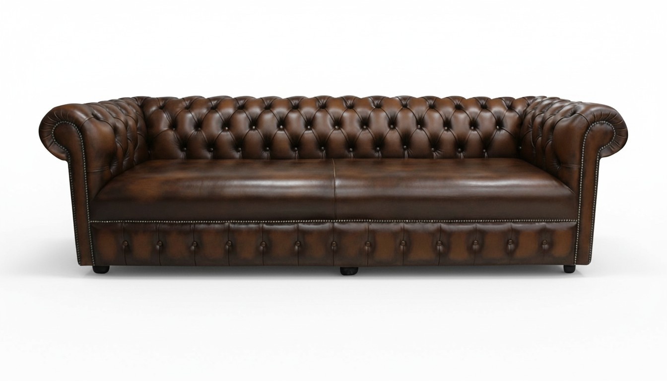 Chesterfield Sofa XXL 4-Seater Classic Brown Faux Leather Couch Comfortable Living Room