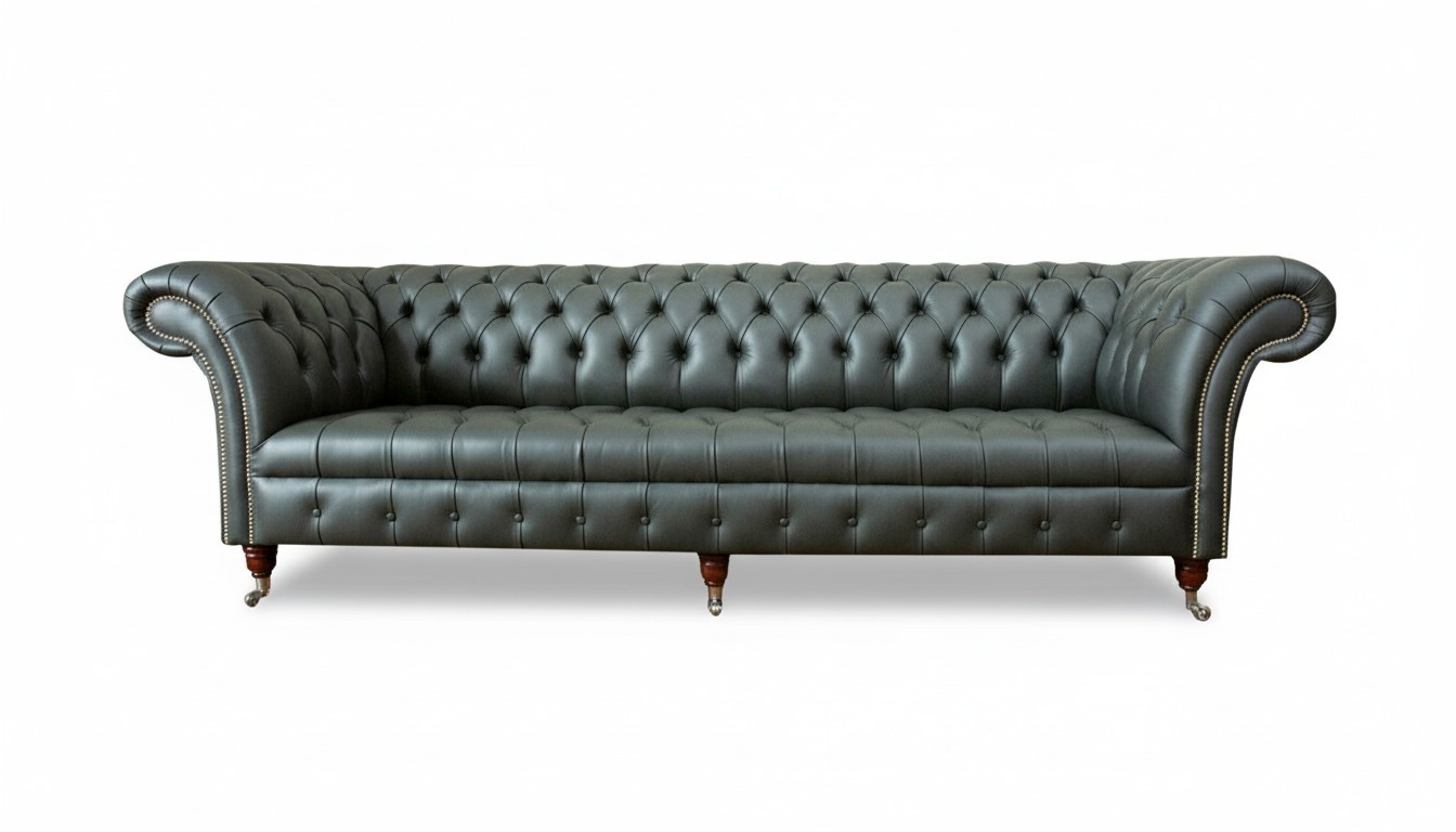 xxl big Chesterfield 4 seater leather modern design couches dark gray sofa furniture