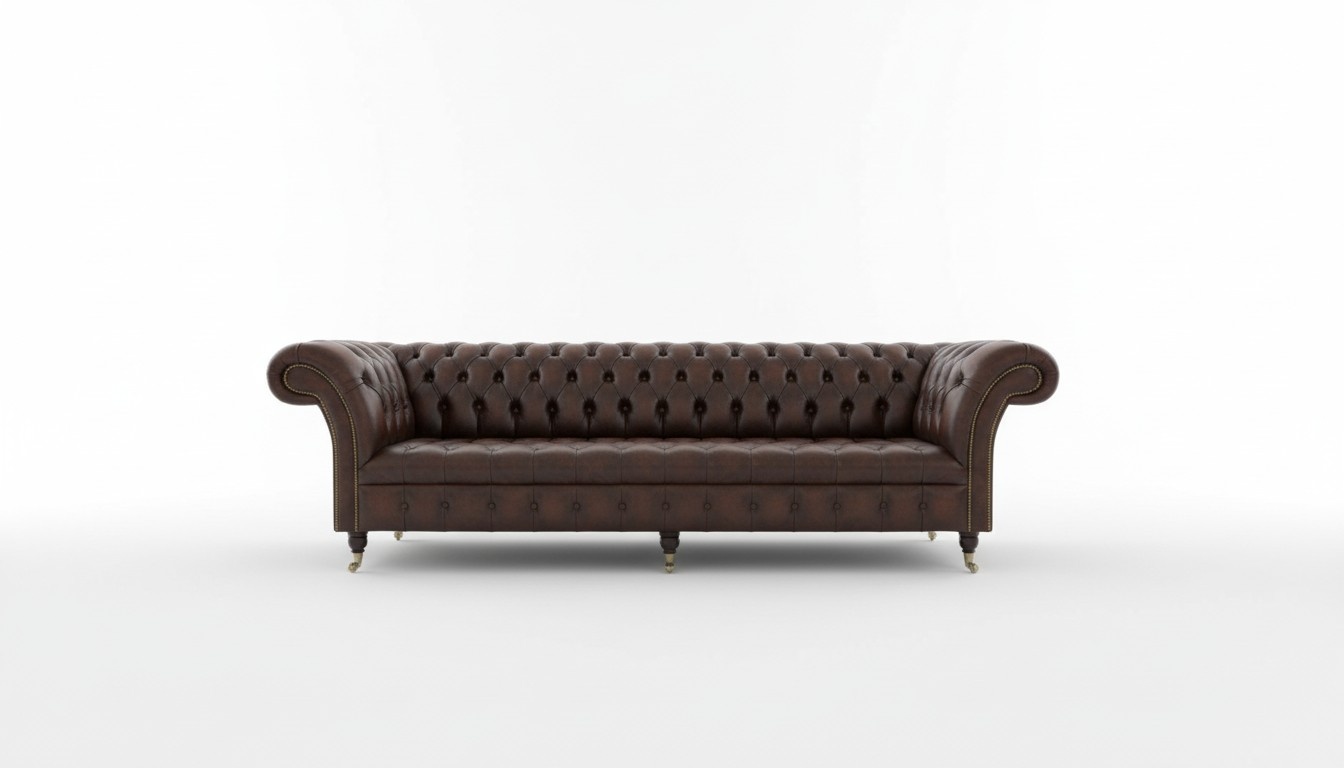 Chesterfield Sofa XXL 4-Seater Dark Brown Premium Faux Leather High-quality Living Room Couch New