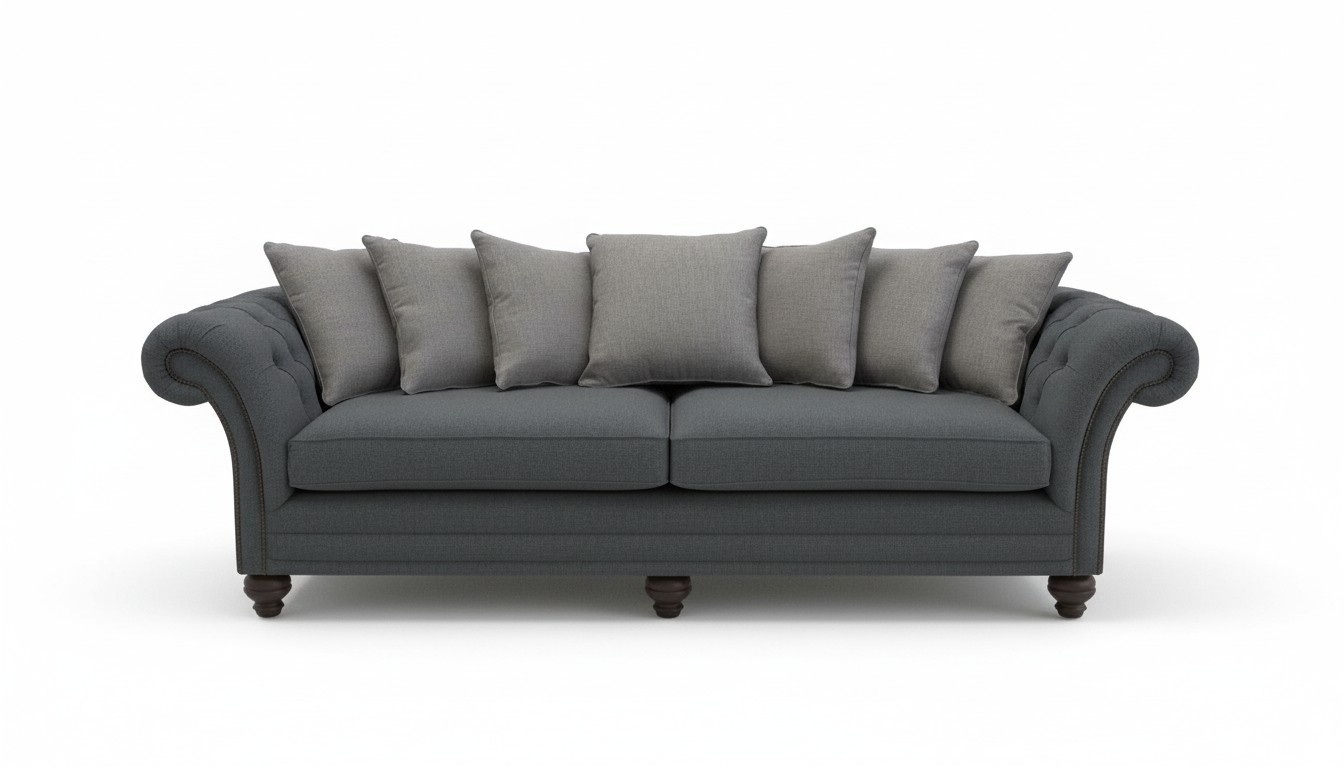 Sofa XXL 4-Seater Grey Textile Upholstery Comfortable Couch With Soft Cushions New