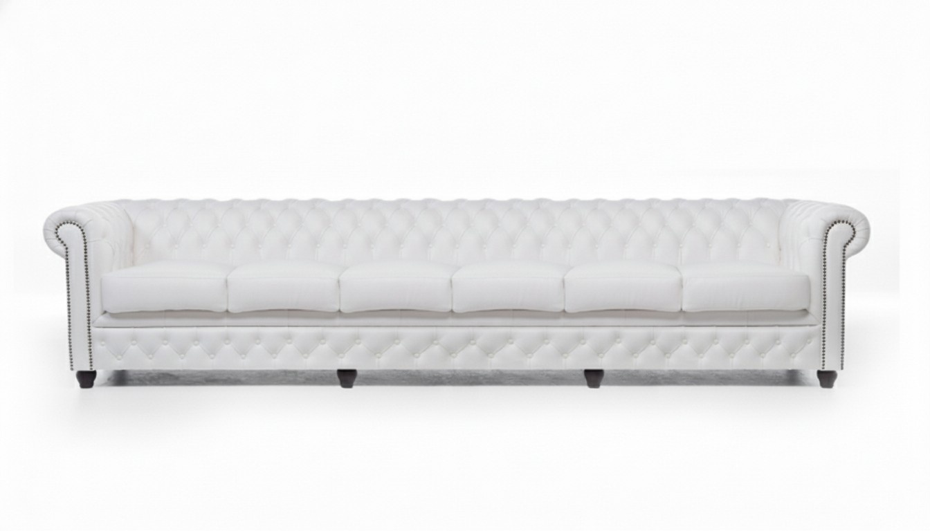 XXL Big Sofa Club Lounge White Furniture 6-Seater Large Couches Chesterfield Sofas