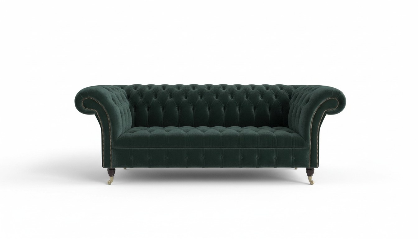 XXL Big Sofa Couch Chesterfield Upholstery 3 Seater Seat Set Leather Textile Green