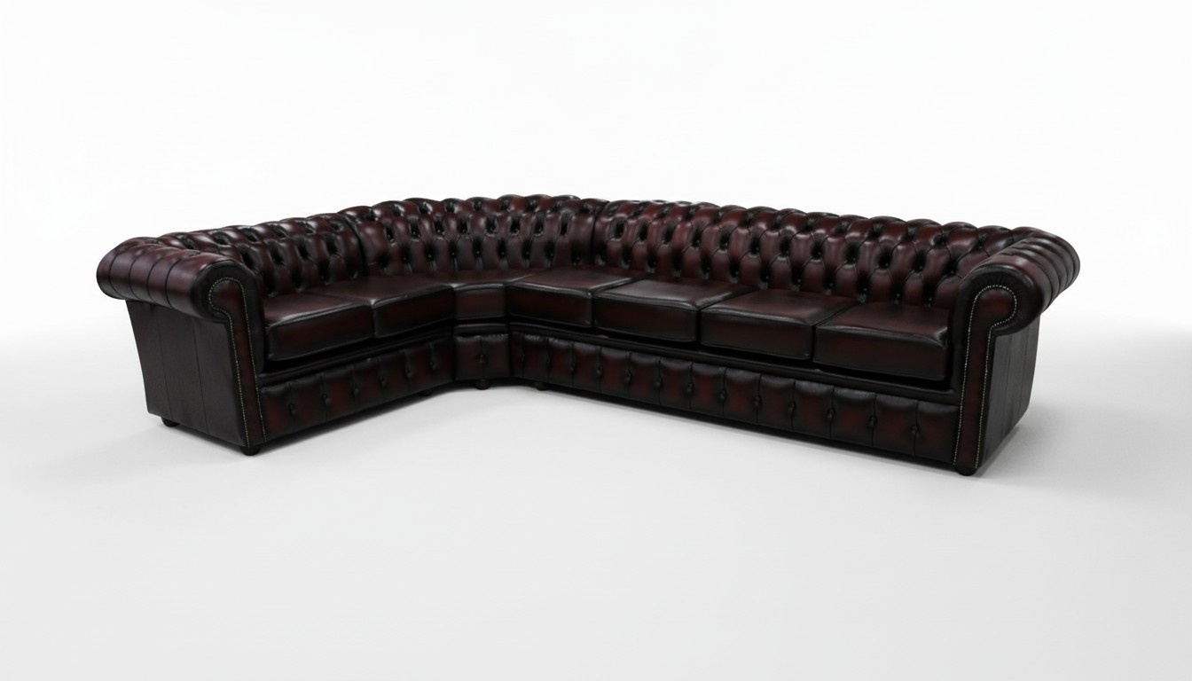 Chesterfield Classic Corner Sofa L-Shape XXL Dark Chocolate Premium Faux Leather Luxurious New