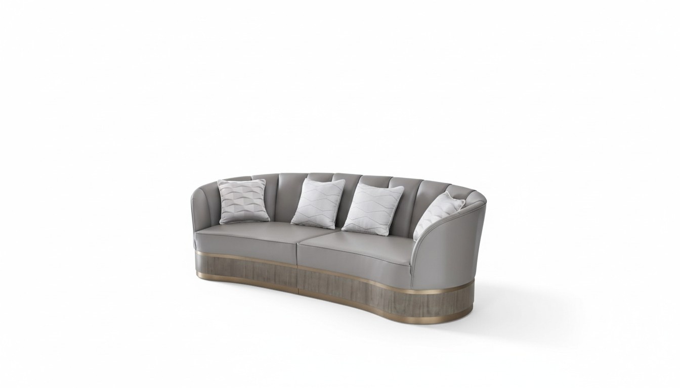 Modern style made of real wooden 4-seater leather round sofa, model - MH2752-3