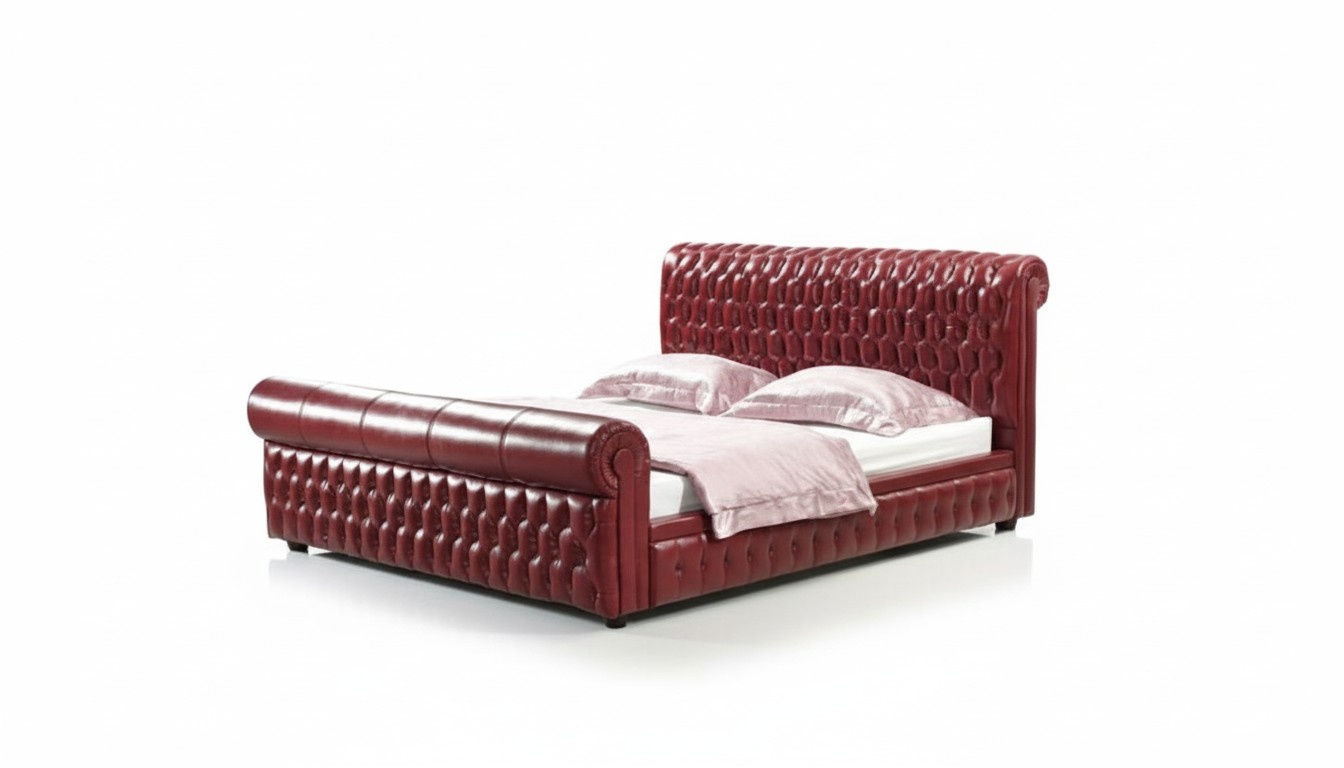 XXL Chesterfield Leather Bed Bed Beds Leather Leather Upholster Marriage Designer New 4777