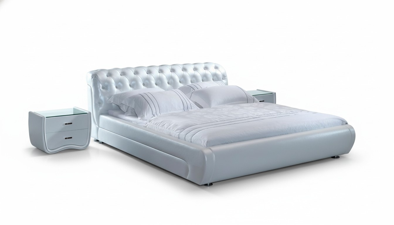 XXL Chesterfield Leather Bed Bed Beds Leather Leather Upholstery Marriage Designer New 4787