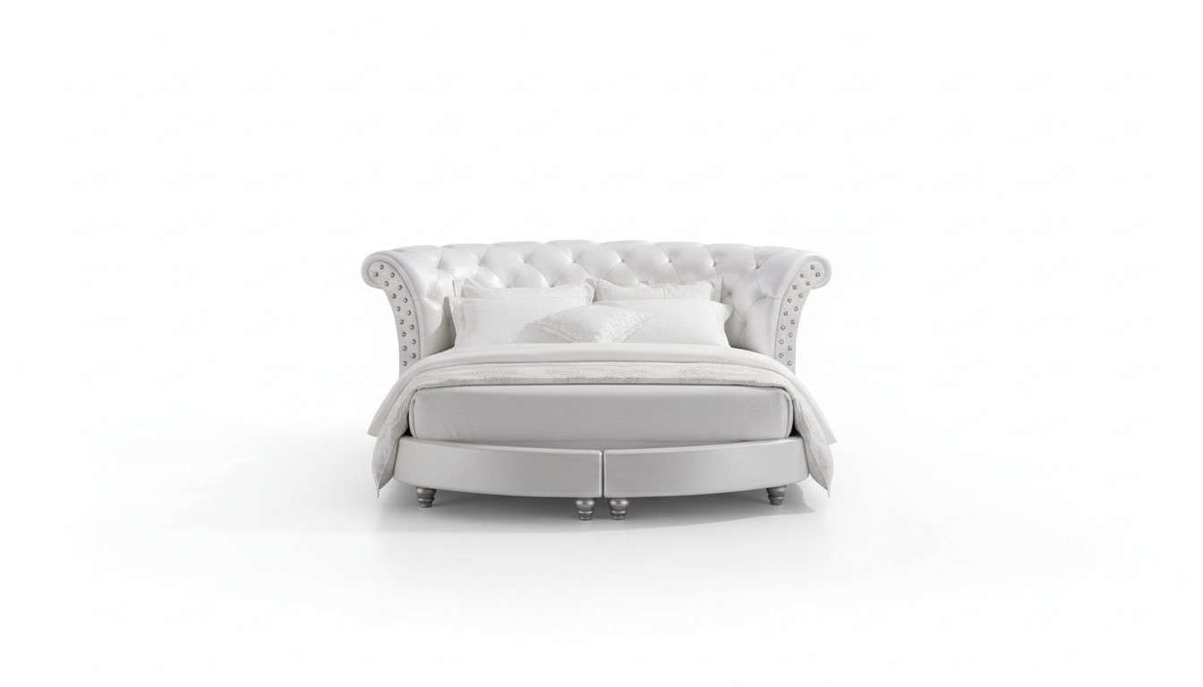 XXL Chesterfield round bed bed round bed leather upholstered marriage designer