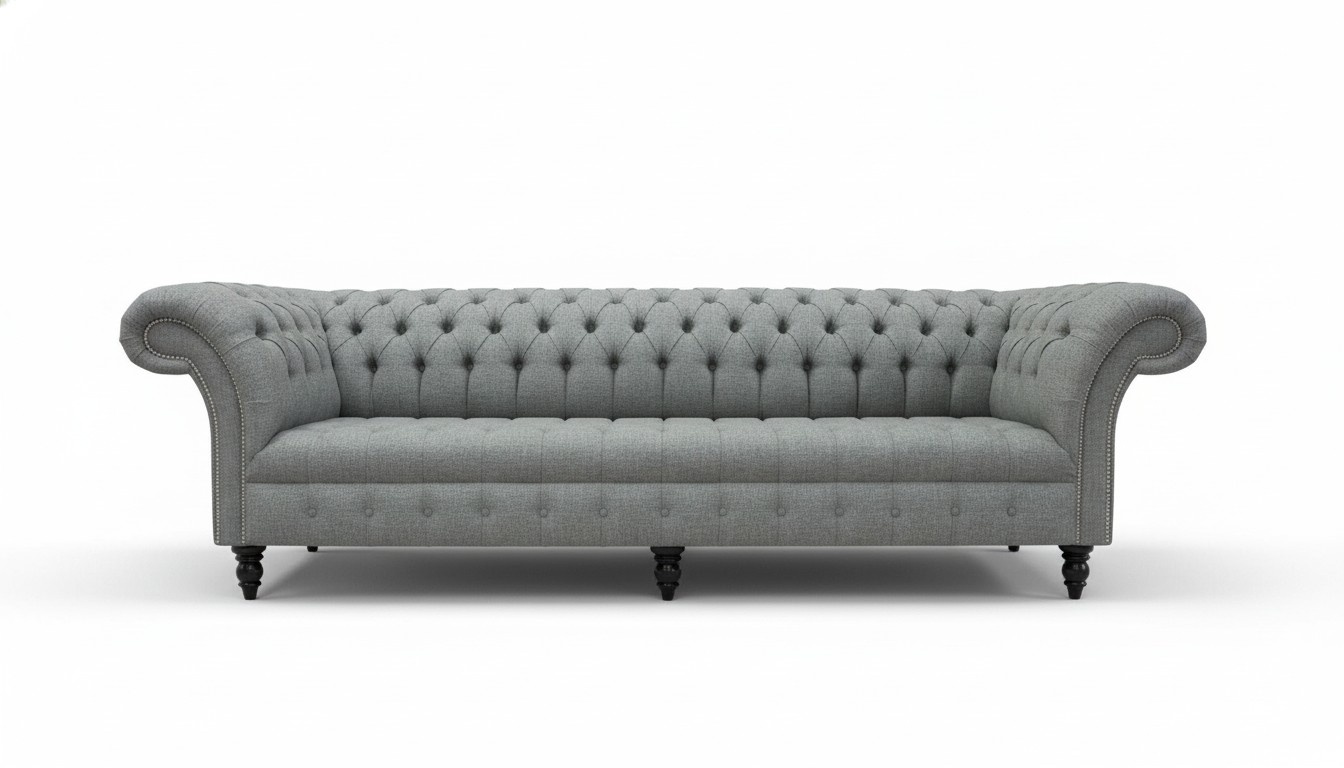 Chesterfield Sofa XXL 4-Seater Luxurious Classic Design Textile Light Grey Comfortable New