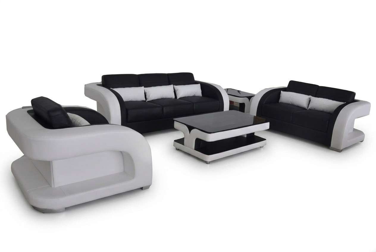 XXL Couch leather residential landscape set modern design sofa sets 3+2+1 new