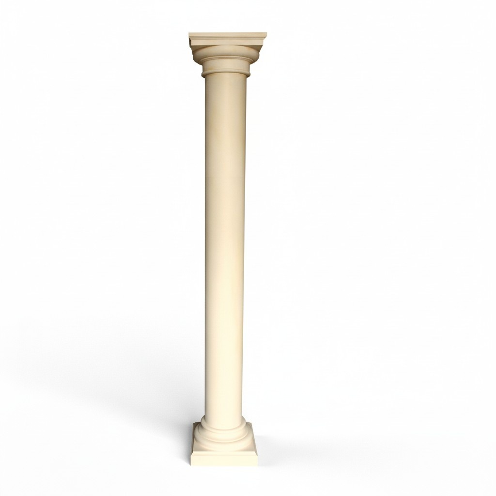 Decorative high column in antique greek ionic order style, 210cm height