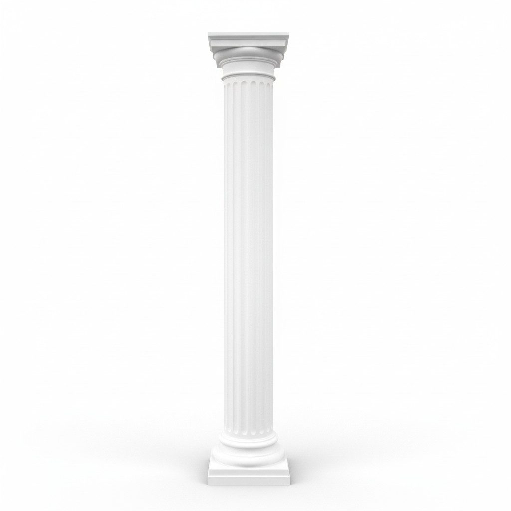 Decorative high column in antique greek doric column style, 214cm height