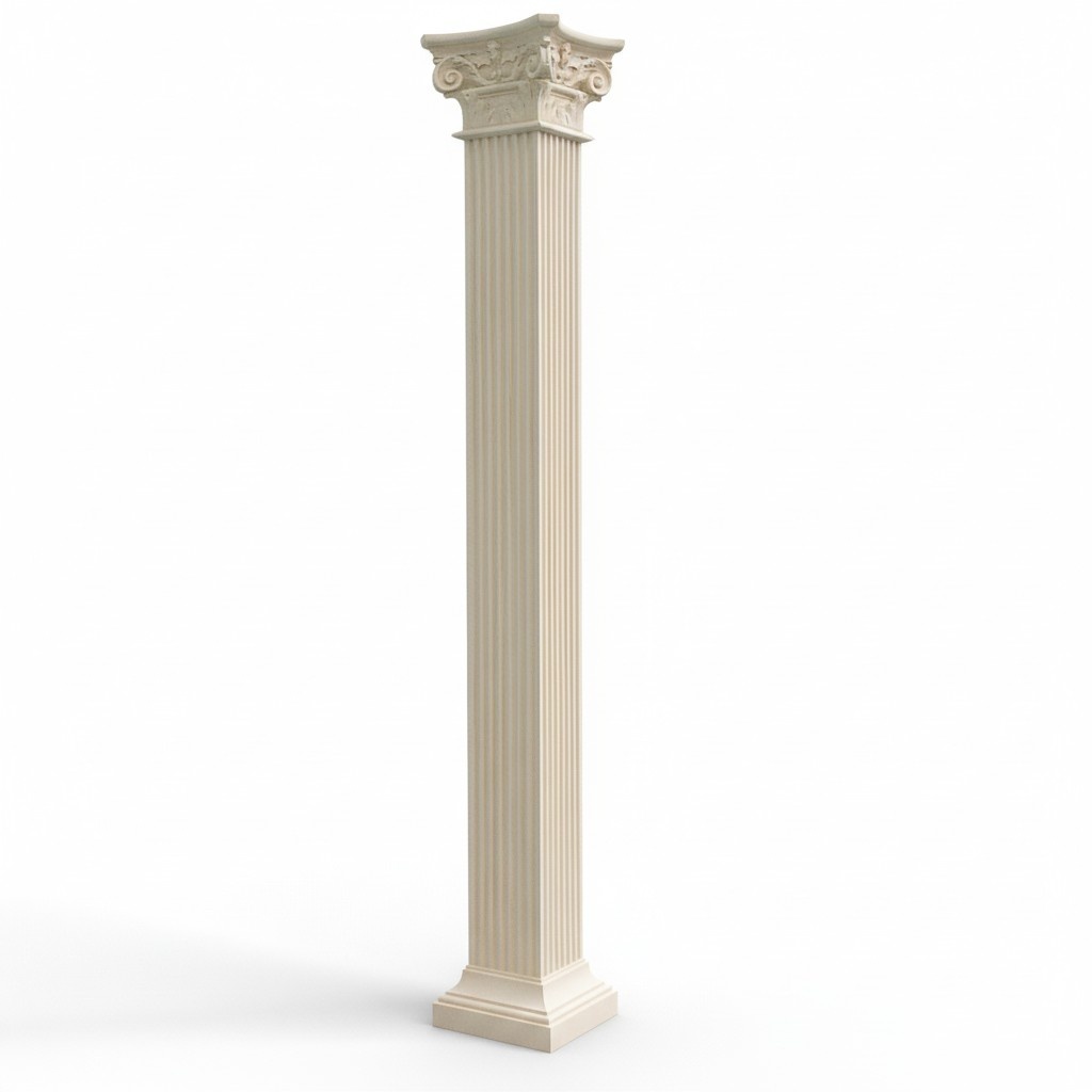 Decorative high column in antique greek corinthian column style, 300cm height