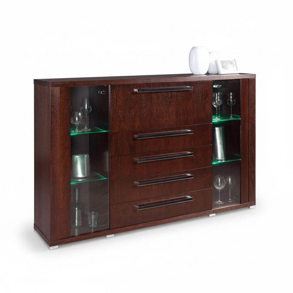 XXL Modern Chest of Drawers Chest of Drawers Wooden Cabinet Living Room Glass Wood