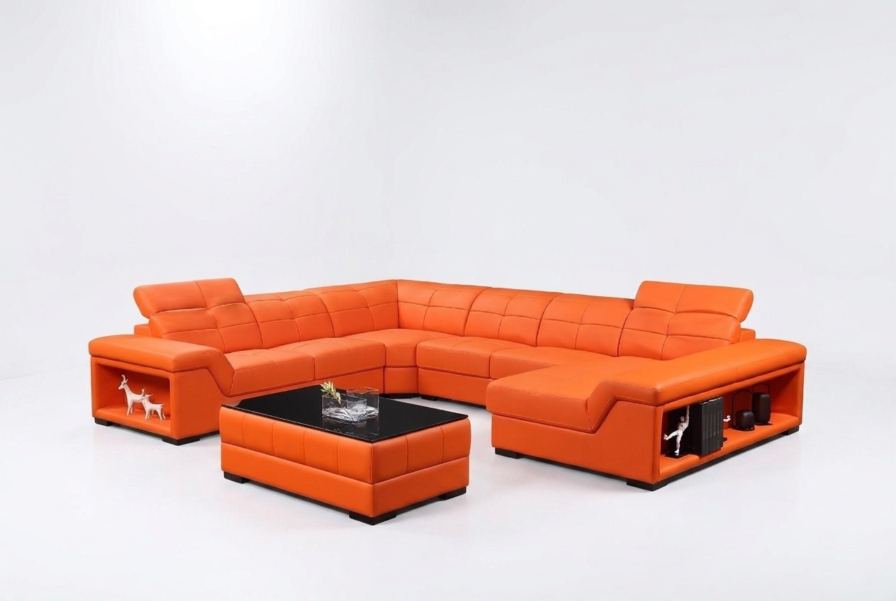 XXL Designer Living Landscape Corner Sofa Couch U-Shape Table Leather New