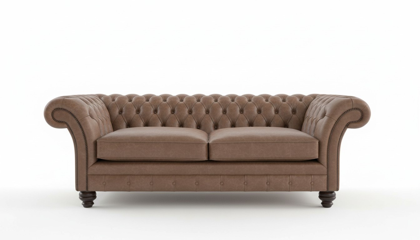 XXL sofa 3 seater couch Chesterfield upholstery seat set leather textile beige