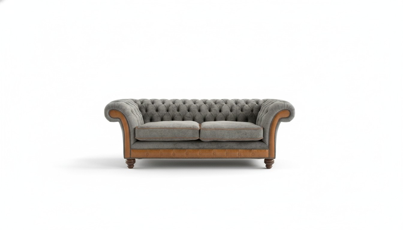 XXL sofa 3 seater couch Chesterfield upholstery seat set leather textile new grey