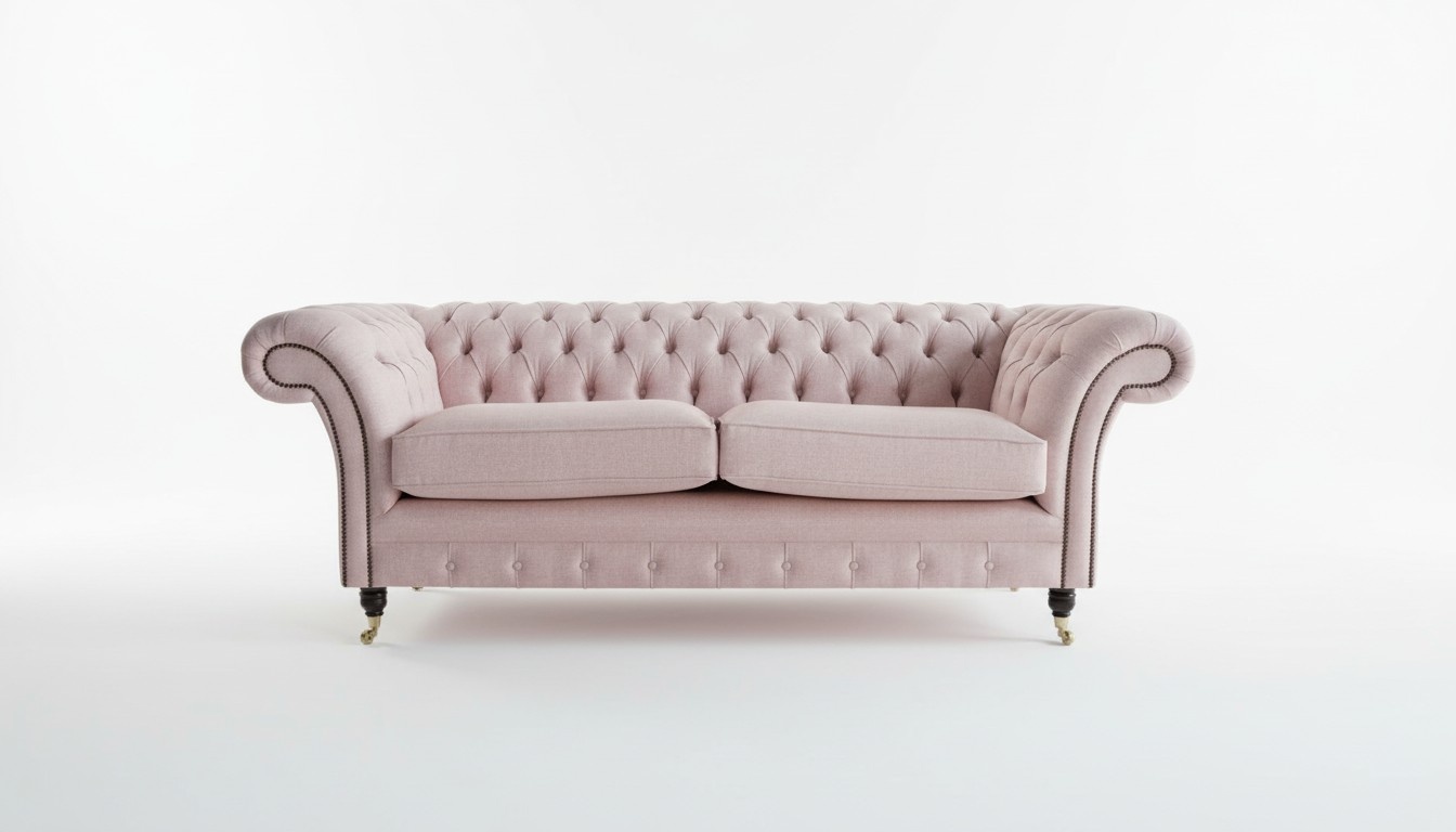 XXL sofa 3 seater couch Chesterfield upholstery seat set leather textile pink new