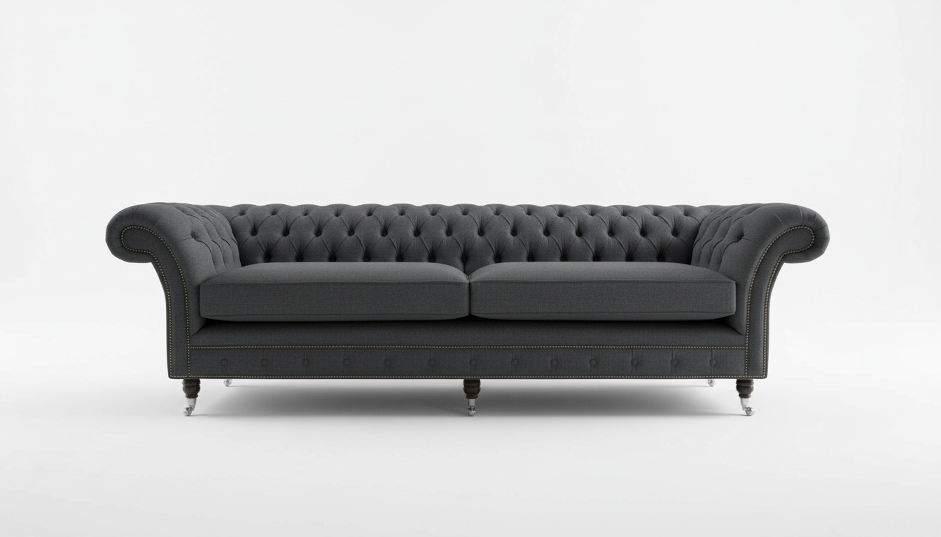 XXL sofa 4 seater couch Chesterfield upholstery seat set leather textile black Luxurious Comfort
