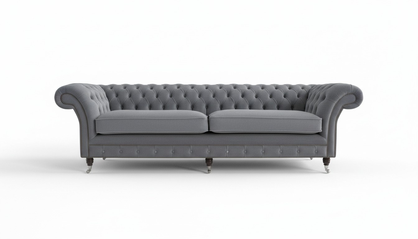 XXL sofa 4 seater couch Chesterfield upholstery seat set leather textile grey