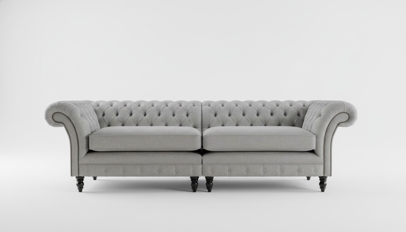 XXL sofa 4 seater couch Chesterfield upholstery seat set leather textile light grey