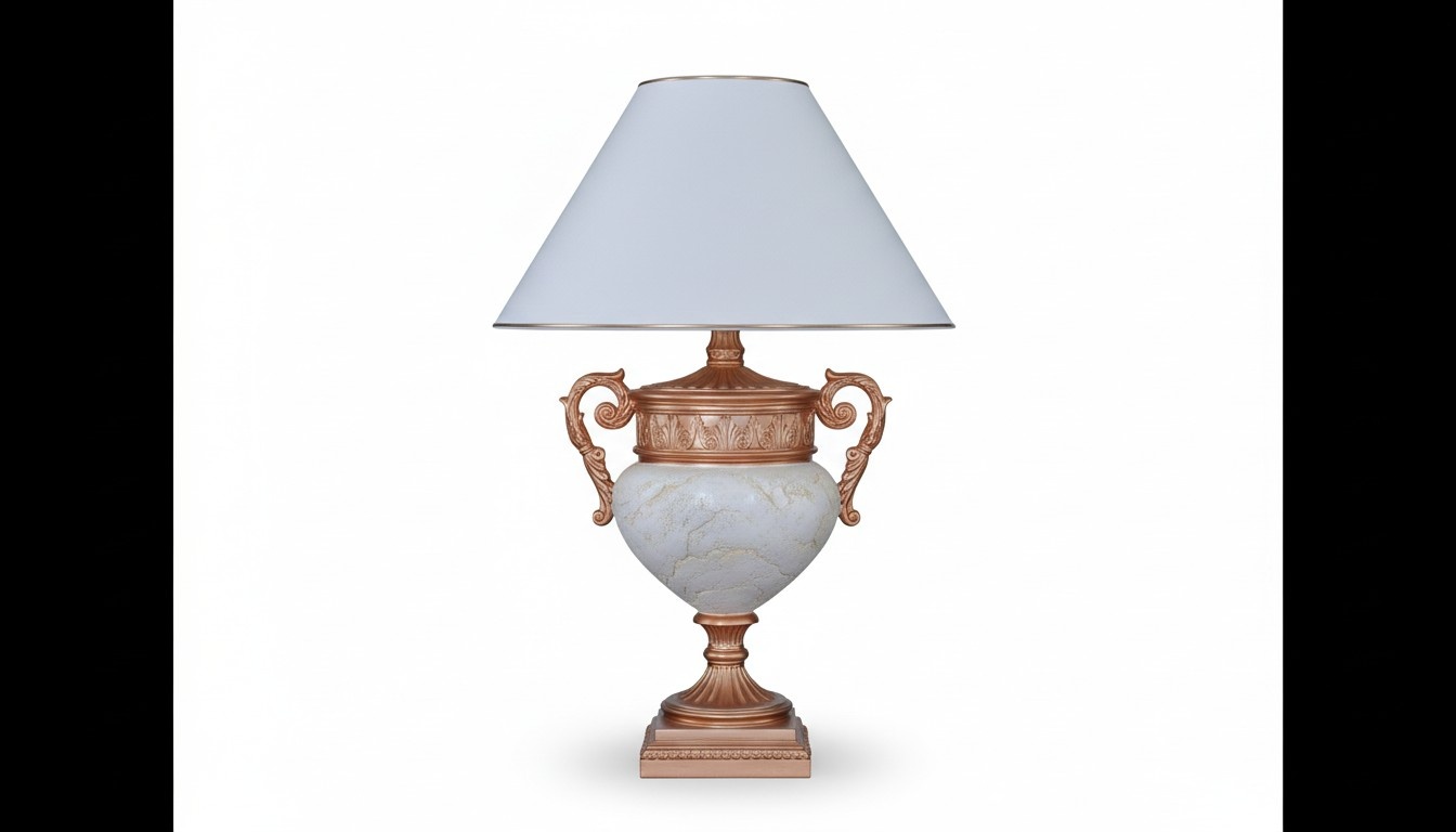 Design antique vase style decorative table lamp with a classic shade, 90cm