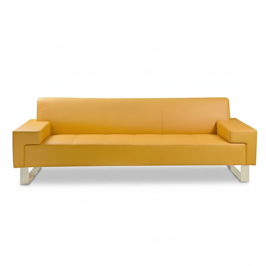 Yellow 2-seater sofa upholstered living room couch two-seater stylish 2-seater