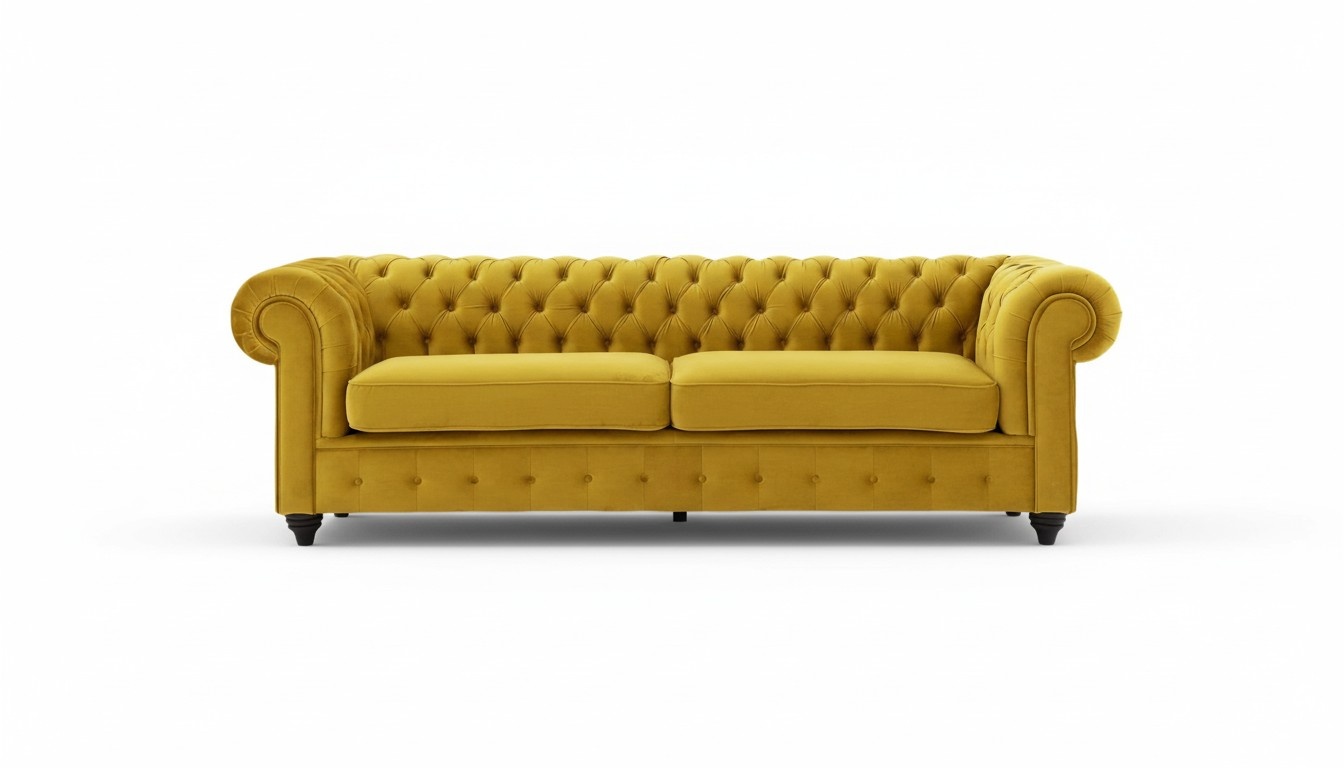 Yellow Couch with Buttons Chesterfield Sofa Upholstery Seat Couches Sofas Luxury New