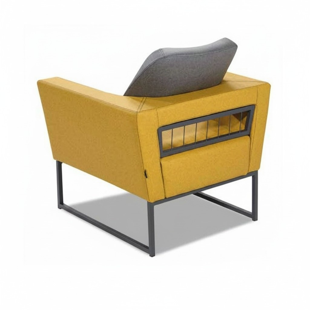 Yellow upholstered armchair luxurious single seat designer living room 1-seater